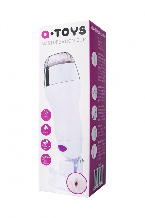 Мастурбатор-вагина в белой колбе с присоской и функцией нагрева - A-toys - в Арзамасе купить с доставкой