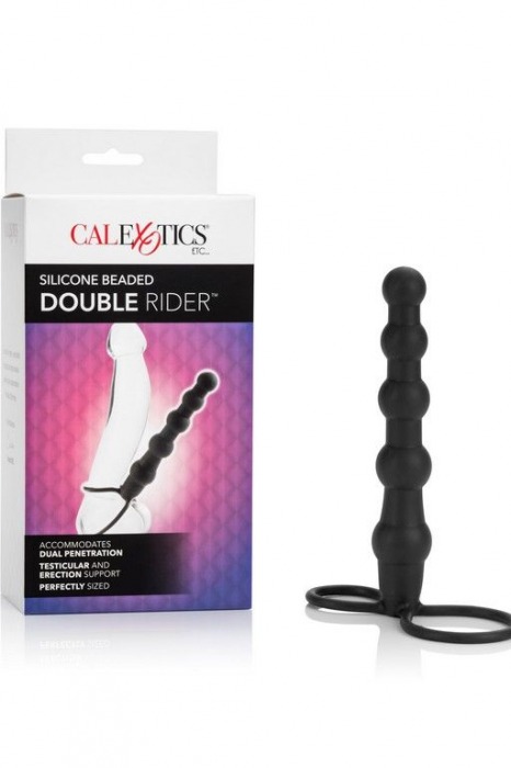 Насадка на пенис для двойного проникновения Silicone Beaded Double Rider - 14 см. - California Exotic Novelties - в Арзамасе купить с доставкой