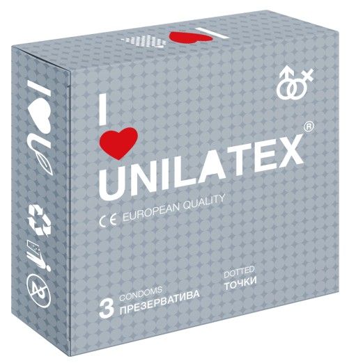 Презервативы с точками Unilatex Dotted - 3 шт. - Unilatex - купить с доставкой в Арзамасе