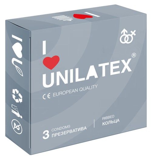 Презервативы с рёбрами Unilatex Ribbed - 3 шт. - Unilatex - купить с доставкой в Арзамасе