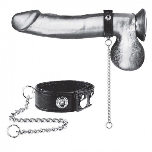 Утяжка на пенис с поводком Snap Cock Ring With 12  Leash - BlueLine - купить с доставкой в Арзамасе