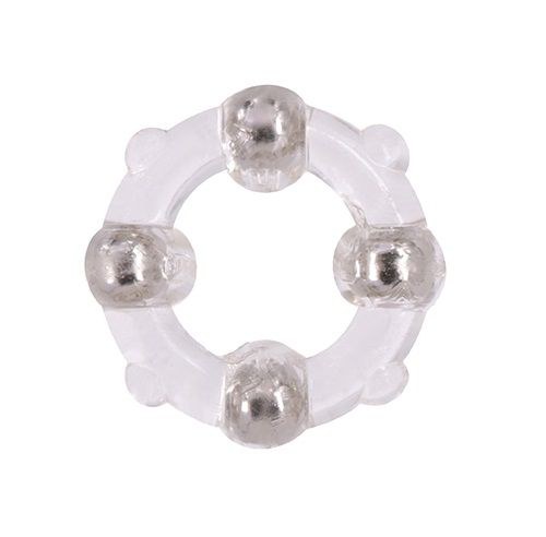 Эрекционное кольцо с 4 бусинами MENZSTUFF STUD RING CLEAR - Dream Toys - в Арзамасе купить с доставкой