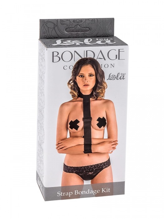 Ошейник с длинной лентой и наручниками Strap Bondage Kit One Size - Lola Games - купить с доставкой в Арзамасе