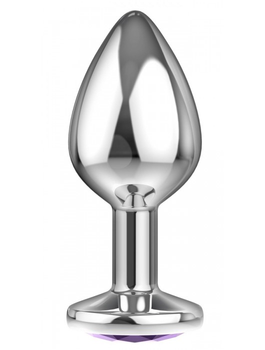 Малая серебристая анальная пробка Diamond Purple Sparkle Small с фиолетовым кристаллом - 7 см. - Lola Games - купить с доставкой в Арзамасе