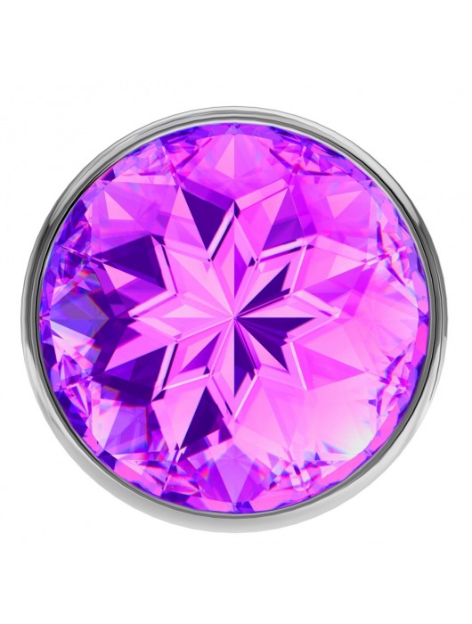 Малая серебристая анальная пробка Diamond Purple Sparkle Small с фиолетовым кристаллом - 7 см. - Lola Games - купить с доставкой в Арзамасе