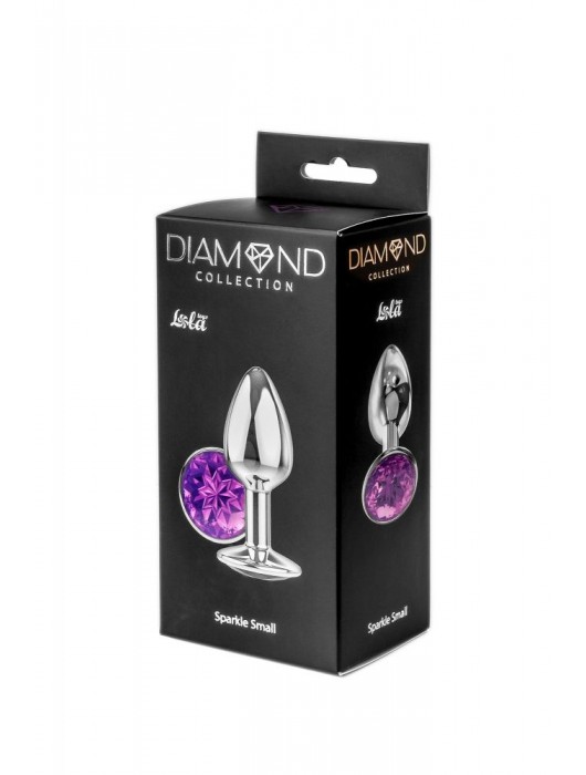 Малая серебристая анальная пробка Diamond Purple Sparkle Small с фиолетовым кристаллом - 7 см. - Lola Games - купить с доставкой в Арзамасе