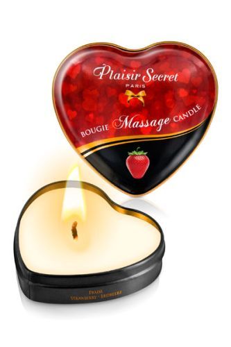 Массажная свеча с ароматом клубники Bougie Massage Candle - 35 мл. - Plaisir Secret - купить с доставкой в Арзамасе