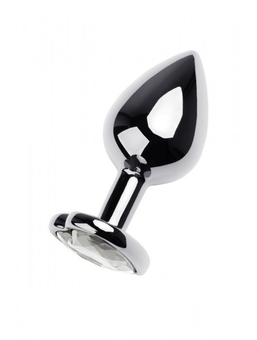 Серебристая анальная пробка с прозрачным кристаллом-сердцем - 8 см. - ToyFa - купить с доставкой в Арзамасе