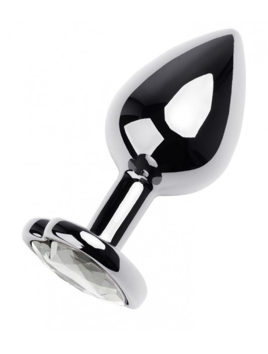 Серебристая анальная пробка с прозрачным кристаллом-сердцем - 8 см. - ToyFa - купить с доставкой в Арзамасе