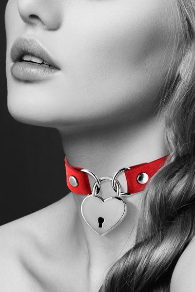 Красный чокер с замком в форме сердца - Bijoux Pour Toi - купить с доставкой в Арзамасе