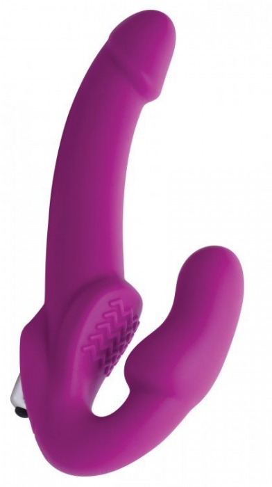 Ярко-розовый безремневой вибрострапон Evoke Vibrating Strapless Silicone Strap-on Dildo - XR Brands - купить с доставкой в Арзамасе